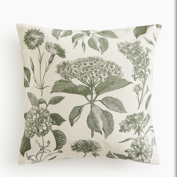 H&M Other - NWT H&M Cotton Linen Lot (3) Green Botanical Print Pillows